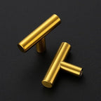 3 Pack Brushed Brass Cabinet Knobs - Kitchen Cabinet Knobs Gold Cabinet Pulls for Kitchen Cabinet Drawer Stainless Steel Dresser Knobs for Cabinet Hardware 2in Length Single Hole T Bar