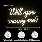 Will You Marry Me Neon Sign for Wall Decor Wedding LED Letters Neon Sign Powered by USB Light Sign for Proposal Decorations Wedding Party Valentines Day Girlfriend