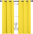 NICETOWN Bright Yellow Nursery Essential Thermal Insulated Solid Grommet Top Short Curtains/Drapes for Son's Room (1 Pair, 42 x 63 inches)