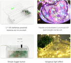String Lights, Waterproof LED String Lights,2 Pack 20ft 60 LED Festival Decorations Crafting Battery Powered Copper Wire Starry Fairy Lights