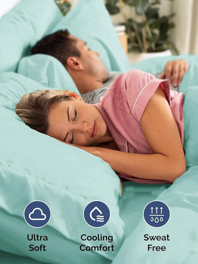 Extra Deep Queen Sheet Set - 6 Piece Breathable & Cooling Sheets - Hotel Luxury Bed Sheets Set - Easy & Secure Fit - Soft, Wrinkle Free & Comfy Sheets Set - Spa Blue Sheet Set with Extra Deep Pockets