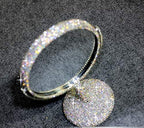 Bling Rhinestone Portable Magnified Double Sided Swivel Makeup Vanity Mirror, 360°Rotate Makeup Mirror Round Shaped Two-Sided Makeup Mirror (Silver)