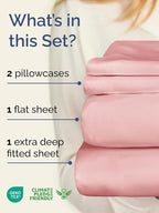 Extra Deep Twin Sheet Set - 4 Piece Breathable & Cooling Sheets - Hotel Luxury Bed Sheets Set - Easy & Secure Fit - Soft, Wrinkle Free & Comfy Sheets Set - Baby Pink Sheet Set with Extra Deep Pockets