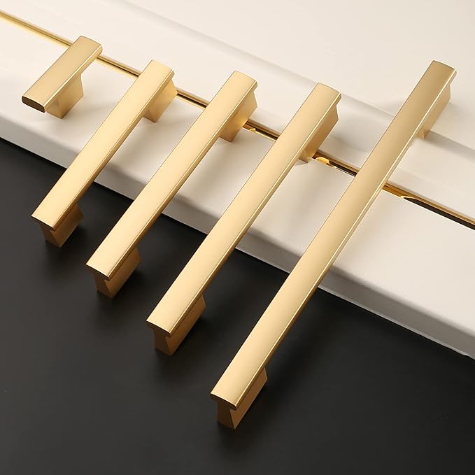 Asidrama 10 Pack 5 Inch(128mm) Brushed Gold Kitchen Cabinet Handles, Cabinet Pulls Gold Kitchen Cabinet Hardware for Cupboard Drawer Handles Dresser Pulls