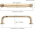 Asidrama 10 Pack 3.75 Inch(96mm) Brushed Brass Kitchen Cabinet Handles, Cabinet Pulls Kitchen Cabinet Hardware for Cupboard Drawer Pulls