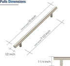 JOY DECOR 3 Pack Cabinet Handles, Brushed Nickel Cabinet Pulls, 7-1/2 in Hole Center Kitchen Cabinet Handles, Stainless Steel T Bar Handles for Dresser Drawers