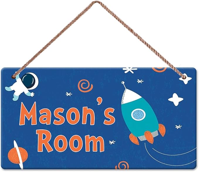 Personalized Signs Customized Sign Astronaut Sign, Custom Name for Nursery Bedroom Kids Room Wall Art Decor Outer Space Themed Decor For Boys Room Girls Bedroom
