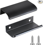 JOOJA 20 Pack Modern Style Finger Edge Pull Furniture Drawer Handles Hidden Cabinet Kitchen Drawer Handles Knobs, Black 80(64) mm