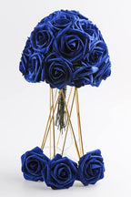 Royal Blue Roses Artificial Flowers (Near Navy Blue) 50 PCS, Fake Rose Flower Heads Flowers with Stem for DIY Bouquets Wedding Decorations Centerpieces Arrangements Party Home Decor
