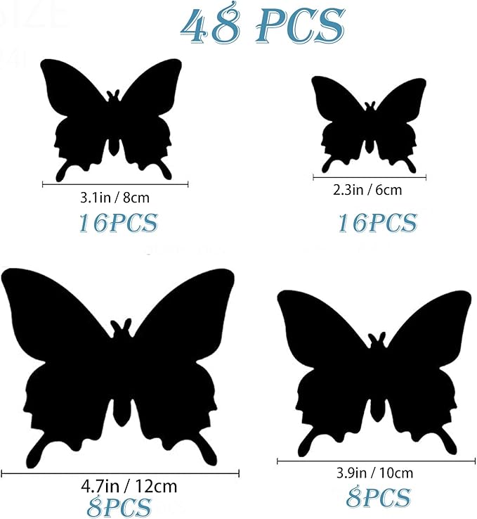 Butterfly Wall Decor 24/48 PCS, 3D Butterflies Stickers for Party Decorations with Magnets (Swallow, 48)
