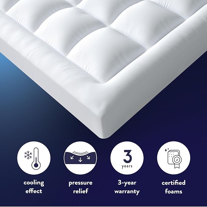 Best Price Mattress 4 Inch Pillowtop Mattress Topper and Pad Combo, 2 Inch Egg Crate Foam Mattress Topper, 2 Inch Plush Mattress Pad, Certified Safe Foam and Fabric, Dorm Essentials, Twin