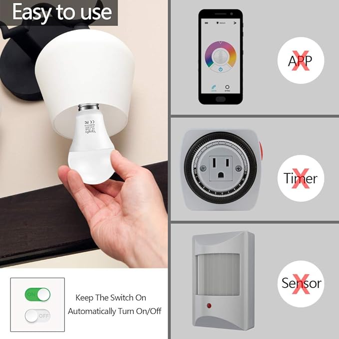 Dusk to Dawn Light Bulb 7W E26 Smart Sensor LED Bulbs Built-in Photosensor Detection with Auto Switch Outdoor Indoor LED Lighting Lamp for Porch Front Door Garage Basement (Cool White, 2 pack)
