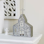 Church Shaped Tea Light Candle Holder Farmhouse Galvanized Metal Candle Holder Vintage Decorative Tealight Holder for Table Centerpiece Decoration - 6.22" x 1.97" x 9.25"