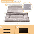 MAXYOYO Grey Constellation Japanese Floor Futon Mattress, Tatami Floor Mat Portable Camping Mattress Kids Sleeping Pad Foldable Rolling Up Floor Lounger Couch Bed with Mattress Protector, Twin