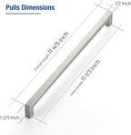 JOY DECOR 4 Pack Cabinet Handles, Brushed Nickel Cabinet Pulls, 11-1/3 Inch Kitchen Closet Handles Square Drawer Pulls Stainless Steel Drawer Hardware, 288mm Hole Centers