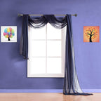 Warm Home Designs 24 Feet Long Royal Navy Blue Sheer Window Scarf. These XXL Length Valance Scarves 54 X 288 Inches in Size. Great as Bed Canopy or Wedding Arch Draping Fabric. AM Navy Blue 288"