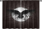 Cool Raven Print Blackout Curtains for Living Room,Vintage Nordic Viking Theme Dead Tree Crow Full Moon Rod Pocket Thermal Insulated Room Darkening Curtains 2 Panels 63L x 42W