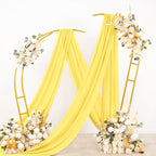 Socomi Wedding Arch Draping Fabric 2 Panels 29" x 19Ft Sheer Chiffon Curtain Drapes 6 Yards for Wedding Ceremony Birthday Party Decoration Yellow Gold