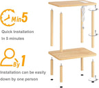 Apicizon 2 Tier End Table, Small Side Table with Charging Station, Boho Bedside Table with USB Ports and Outlets, Nightstand for Small Spaces, Bedroom, Living Room, Entryway, Easy Assembly, Natural