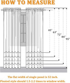 RYB HOME Grey Sheer Curtain Drapes for Bedroom, Soft & Durable Textured Fabric Semi Sheer Curtain Panel for Bedroom Home Office Foyer School Dorm, Dove Grey, Wide 52 x Long 63 per Panel, 1 Pair
