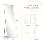 DUMOS Wall-Mounted Full Length Mirror 21"x 65" for Bedroom, Full Body Floor Mirror with Stand, Hanging or Leaning for Wall, Gold