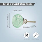 Perilla Home Set of 4 Bubble Knobs - Decorative Light Green Crystal Knobs - Glass Knob for Home Decor, Interior, Kitchen Cabinet, Hardware, Cupboard, Door, Dresser, Wardrobe and Drawer Pulls Handles