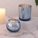 10 Pcs Assorted Blue Votive Candle Holders, Larger Size Mercury Glass Candle Holder, Blue Tea Light Candle Holders for Wedding Decorations, Centerpieces for Tables, Baby Shower