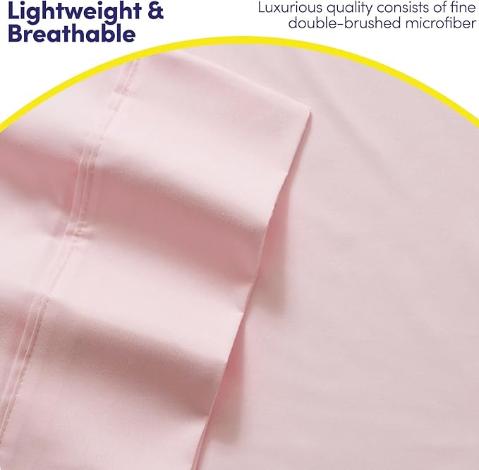 Queen Sheets Pale Pink - 6 Piece 1500 Supreme Collection Fine Brushed Microfiber Deep Pocket Queen Sheet Set Bedding - 2 Extra Pillow Cases, Great Value, Queen, Pale Pink