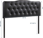 Modway Annabel Tufted Button Faux Leather Upholstered Queen Headboard in Black