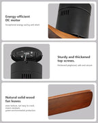 Sofucor Ceiling Fan No Light, 52 Inch Flush Mount Ceiling Fan With Remote Control, Indoor/Outdoor Ceiling Fans Without Lights, Reversible DC Motor, 3 Blade Solid Wood Ceiling Fans for Bedroom Patio