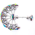 10 Pcs 30mm Silver Plated Base Diamond Shape Crystal Glass Cabinet Knob Drawer Knob Pull Handle Used for Kitchen, Dresser, Door, Cupboard (Multicolor)