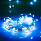 String Lights, Waterproof LED String Lights,2 Pack 20ft 60 LED Festival Decorations Crafting Battery Powered Copper Wire Starry Fairy Lights (Blue)