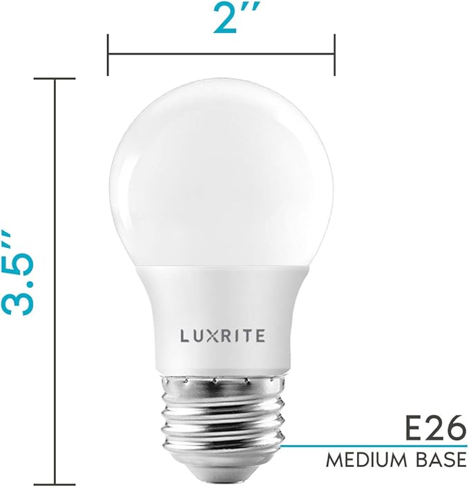 LUXRITE A15 LED Bulb 40W Equivalent, 7W, 2700K (Warm White), 600 Lumens, Enclosed Fixture Rated, Dimmable Ceiling Fan Light Bulbs, E26 Medium Base, UL Listed - Indoor and Outdoor (24 Pack)