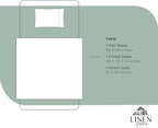 Linen Home 100% Cotton Percale Sheets Twin Size, Frosty Green, Deep Pocket, 3 Pieces Set - 1 Flat, 1 Deep Pocket Fitted Sheet and 1 Pillowcase, Crisp Cool and Strong Bed Linen
