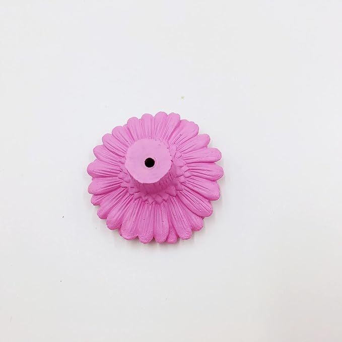 Daisy Vintage Resin Hand Painted Drawer Pulls Cabinet Knobs Handles Country Kitchen Home Decoration Purple (Pack of 6)