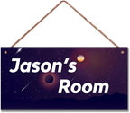 Personalized Sign Fantasy Universe Themed For Kids Room Nursery Door Decor,Custom Name Satrs Wall Art Decor Decorative Plate for Boys Bedroom Girls Room Baby Game Room