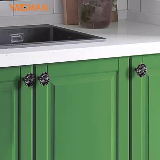 Oil Rubbed Bronze Cabinet Knobs 6 Pack Round Sunflower Dresser Drawer Hardware Furniture Cupboard Handles for Bathroom Single Hole Knob Kitchen SH-ORB-K6