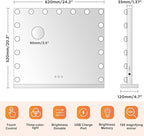 M MIVONDA Large Vanity Mirror with 17 Bulbs Lights, Hollywood Lighted Makeup Mirror for Desk and Wall, Dimmable 3 Lighting Modes, Plug-in & USB Charger Port