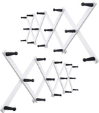 WEBI Accordion Wall Hanger,Expandable Wooden Hat Rack for Wall Mounted Coat Rack,Accordion Hat Hooks Holder for Baseball Caps,14 Peg,Black on White,2 Packs