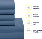 Sweet Home Collection 5 Piece Comforter Set Bag Solid Color All Season Soft Down Alternative Blanket & Luxurious Microfiber Bed Sheets, Denim, Twin (Pack of 4)