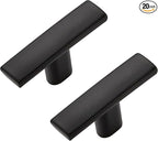 20 Pack Black Cabinet Knobs - Curved Cabinet Pulls Matte Black Knobs for Kitchen Drawer Solid Dresser Pulls for Kitchen Hardware 1-3/4in Length Single Hole