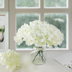 White Hydrangea Artificial Flowers Bulk, 40 Pcs Faux Hydrangea Flowers Heads, Artificial Fake Silk Hydrangea Flowers with Stems, White Flowers Artificial for Decoration Wedding Décor