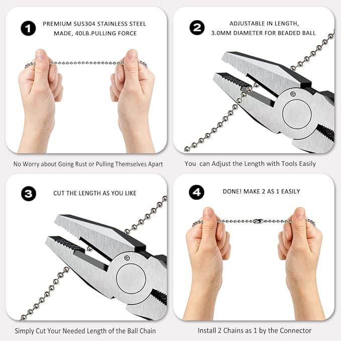 Ceiling Fan Pull Chain Ornaments Extension Chains with Decorative Light Bulb and Cord 13.6 Inches Fan Pull Chain Set For Ceiling Light Lamp Chain (Nickel)
