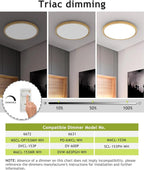 1PACK Flush Mount LED Ceiling Light Fixture Wooden, 12Inch 28Watt, Dimmable & 3000K-4500K-6000K 3 Color Selectable Ceiling Lamp 3200LM Low Profile Ceiling Light for Kitchen Bedroom Hallway Porch