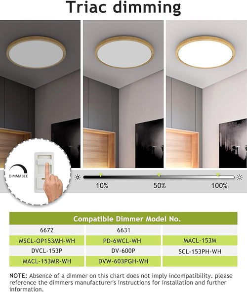 2PACK Flush Mount LED Ceiling Light Fixture Wooden, 12Inch 28Watt, Dimmable & 3000K-4500K-6000K 3 Color Selectable Ceiling Lamp 3200LM Low Profile Ceiling Light for Kitchen Bedroom Hallway Porch