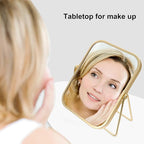 Mipcase Makeup Mirror, 360 Degree Swivel Vanity Mirror Portable Table Make Up Mirror for Bedroom Bathroom
