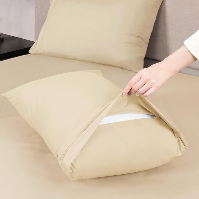 Mejoroom Full Size Sheet Set - Soft Microfiber Bed Sheets - Deep Pocket Fitted Sheet, Breathable, Soft, Wrinkle & Fade Resistant - 4 Piece (Full, Taupe)