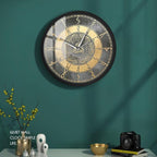 Triple Horn of Odin Decorative Wall Clock with Metal Frame, 12 Inch Viking Decor Nordic Sign Clock Scandinavic Mythology Celtic Rune Norse Pagan Clock Silent Movement Viking Gifts for Men