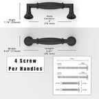 10 Pack Matte Black Cabinet Pulls 3 Inch(76mm) Kitchen Cabinet Handles Solid Zinc Alloy Cabinet Hardware Drawer Pulls