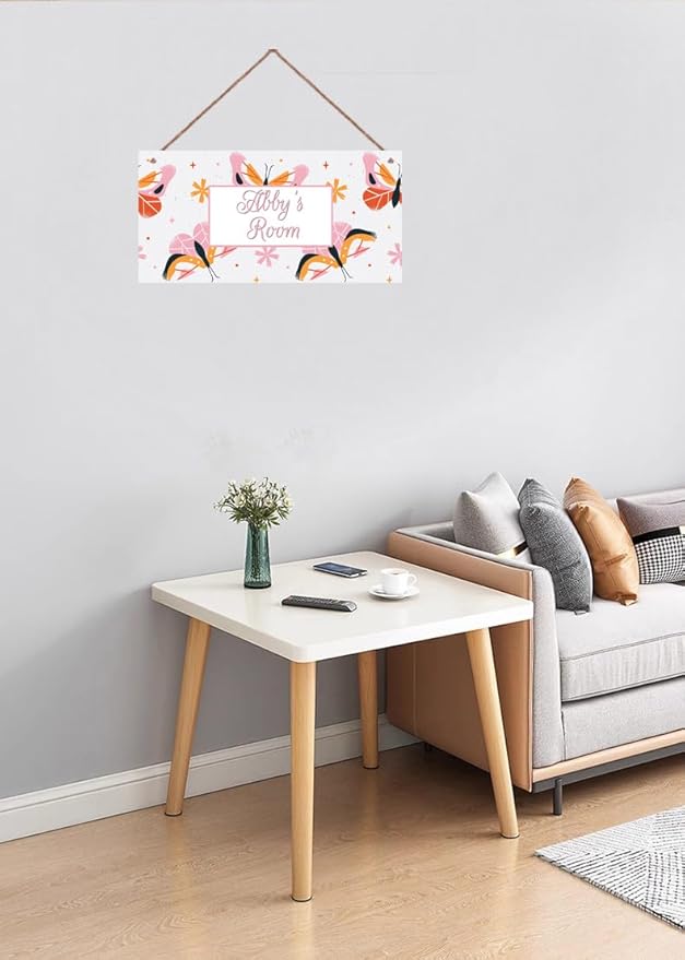 Personalized Butterfly Sign Flowers Themed Girls Bedroom Decor Fantasy Sign Door Decor for Kids Room Nursery Wall Decorations Stuff For Little Man Cave Boys Room
